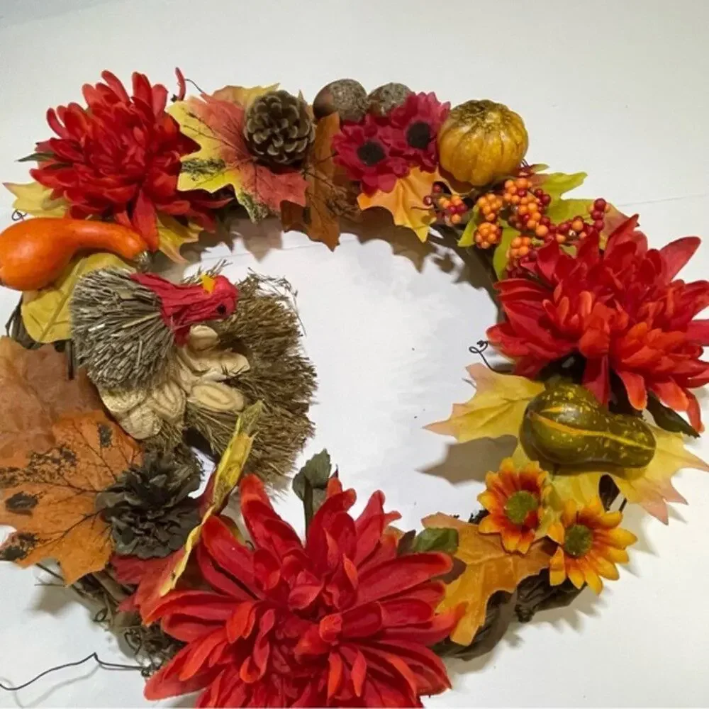Thanksgiving Turkey Welcome Grapevine Wreath 19